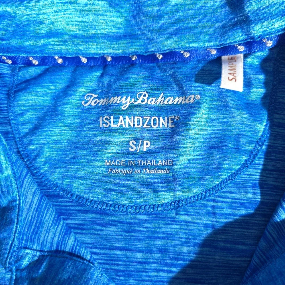 Tommy Bahama IslandZone Women S Blue Polo Shirt Short Sleeve VNeck Space Dye Top - Picture 5 of 8